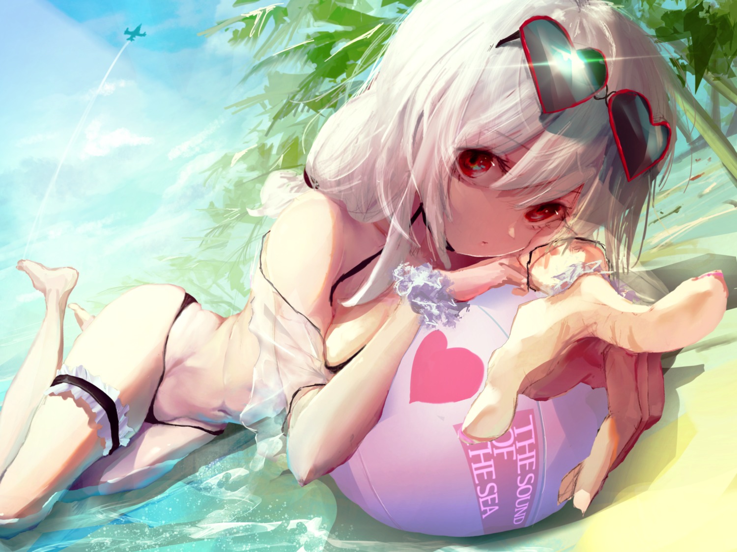 azur_lane, bikini, garter, megane, neg_(101neg), open_shirt, see_through, sirius_(azur_lane), swimsuits, wet