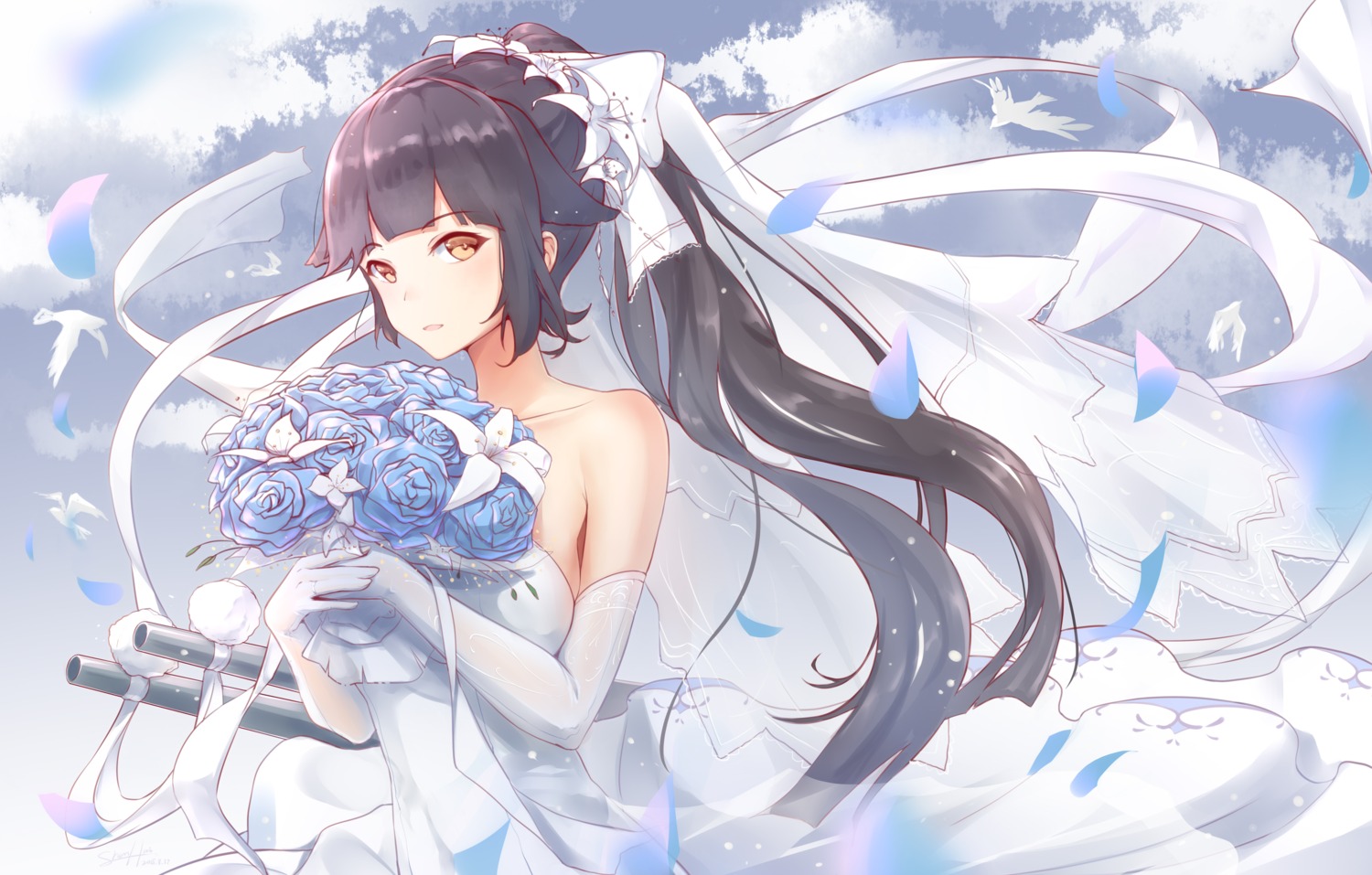 azur_lane, dress, see_through, shenhai_(2556146833), takao_(azur_lane), wedding_dress