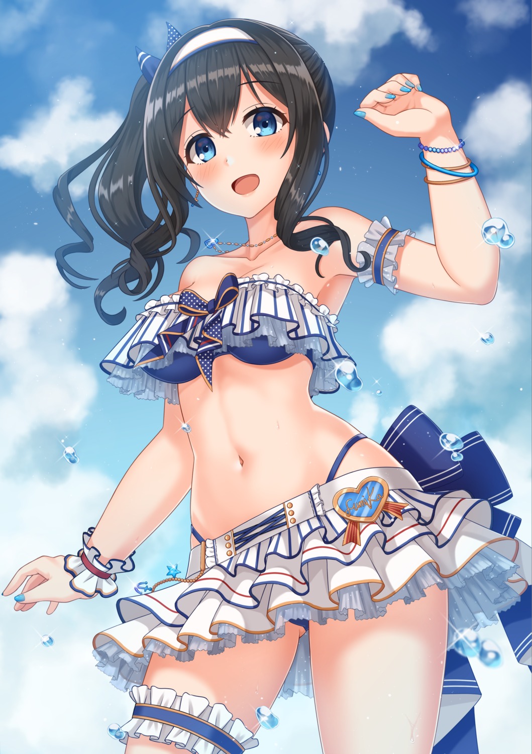 bikini, cleavage, garter, kurisu-kun, sagisawa_fumika, swimsuits, the_idolm@ster, the_idolm@ster_cinderella_girls