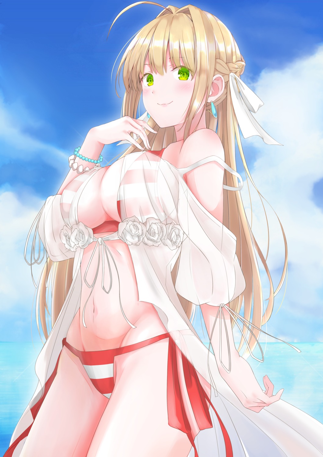 batta_(splash), bikini, fate/grand_order, nero_claudius_(fate), see_through, swimsuits
