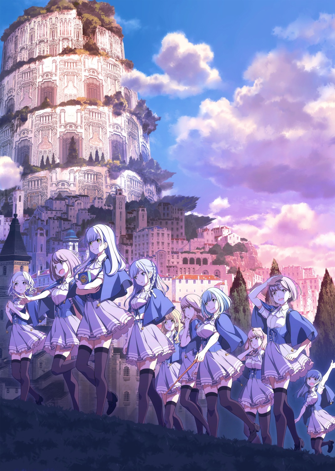 heels, ikeda_yasuhiro, junjou_no_afilia, landscape, seifuku, thighhighs, weapon