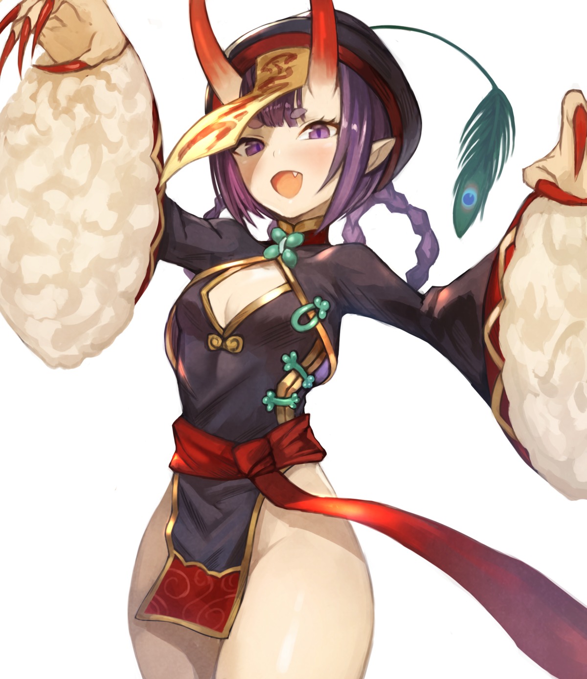 chinadress, cleavage, fate/grand_order, horns, pointy_ears, shuten_douji_(fate), sookmo