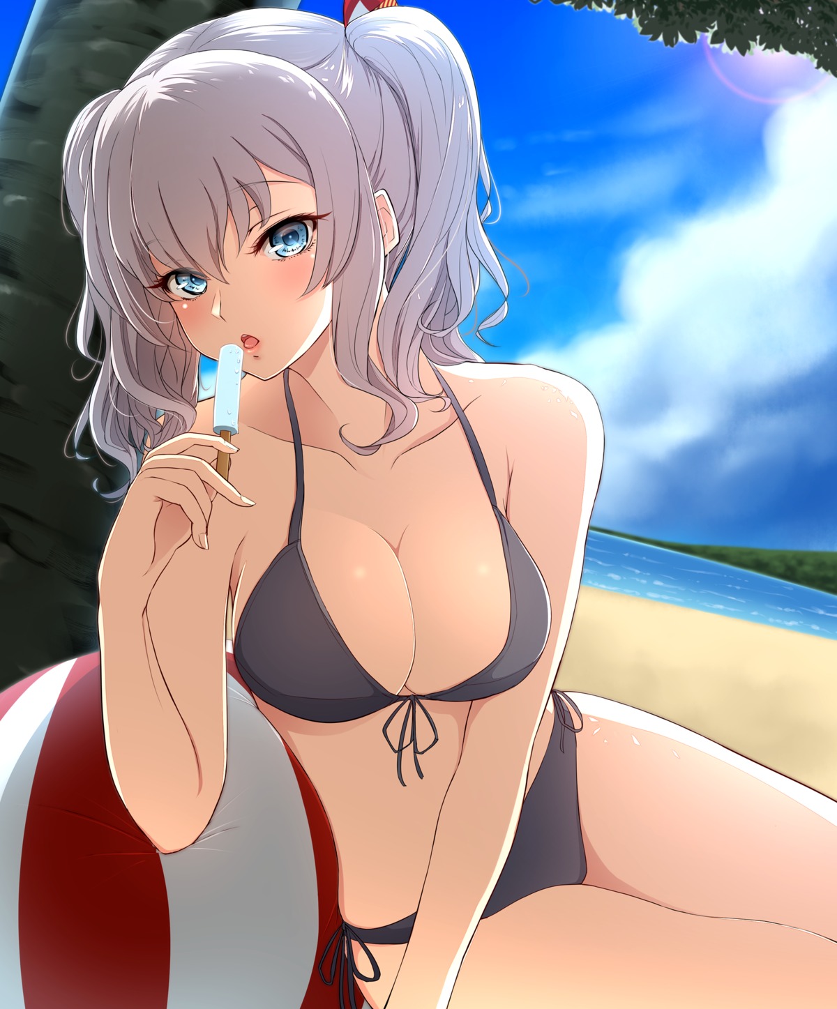 bikini, cleavage, kantai_collection, kashima_(kancolle), nuka_(nvkka), swimsuits
