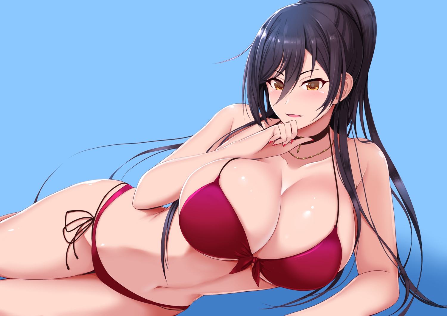 bikini, breast_hold, cleavage, moo_yoshio, shirase_sakuya, swimsuits, the_idolm@ster, the_idolm@ster_shiny_colors