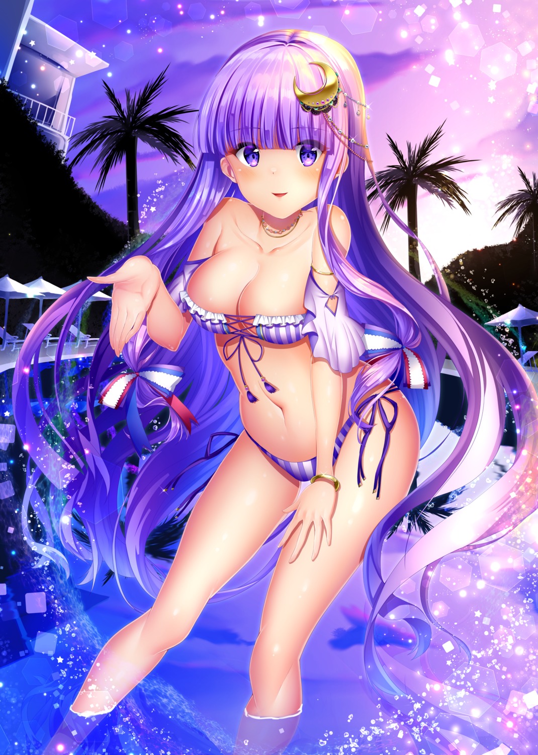 bikini, patchouli_knowledge, renyl, swimsuits, touhou, wet