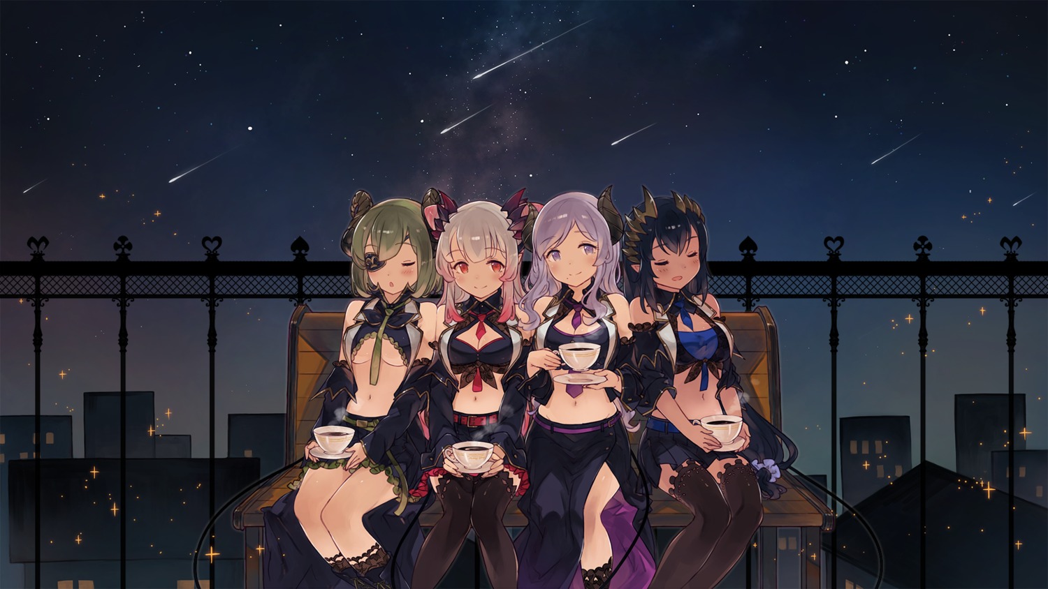 cleavage, eyepatch, honey_strap, horns, nanashi_inc., pointy_ears, saionji_mary, sekishiro_mico