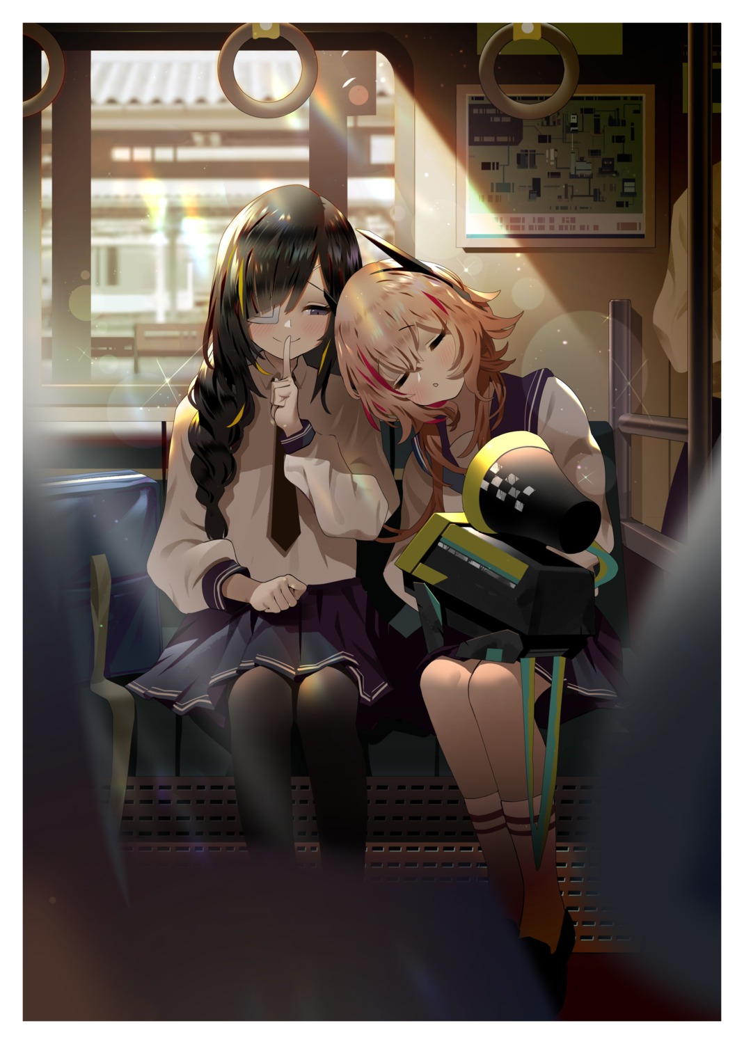 bsue, eyepatch, girls_frontline, m16a1_(girls_frontline), m4_sopmod_ii_(girls_frontline), pantyhose, seifuku