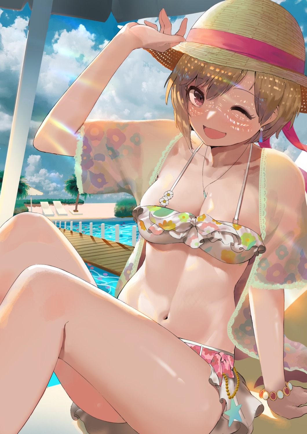 aiba_yumi, bikini, bsue, cleavage, open_shirt, see_through, swimsuits, the_idolm@ster