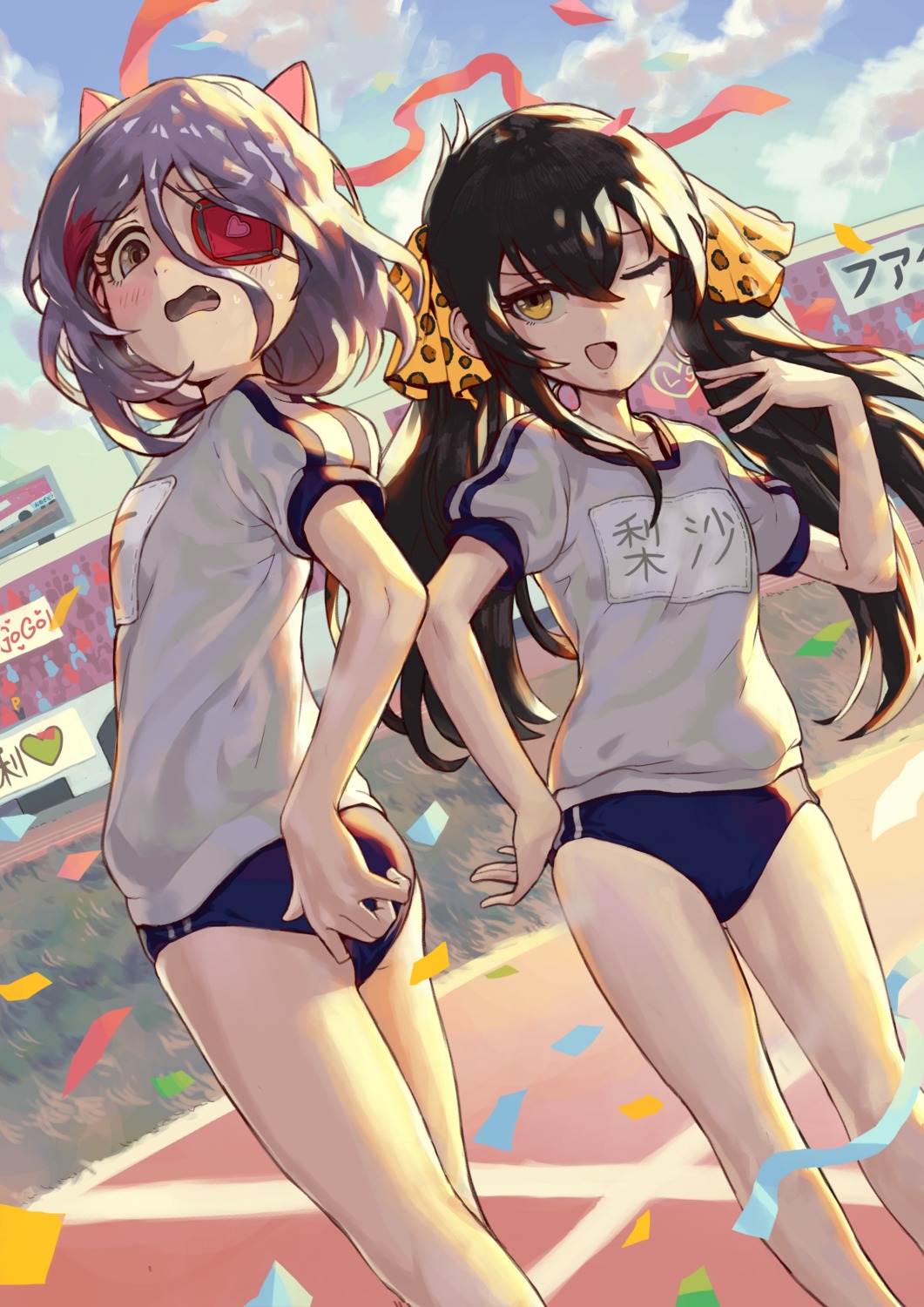 animal_ears, ass, bsue, buruma, eyepatch, gym_uniform, hayasaka_mirei, matoba_risa