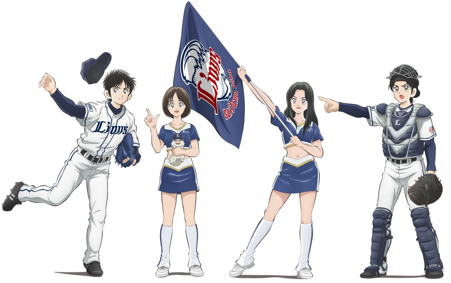 baseball, cheerleader, mix_(adachi_mitsuru), ooyama_haruka, tachibana_otomi, tachibana_souichirou, tachibana_touma, tagme, uniform