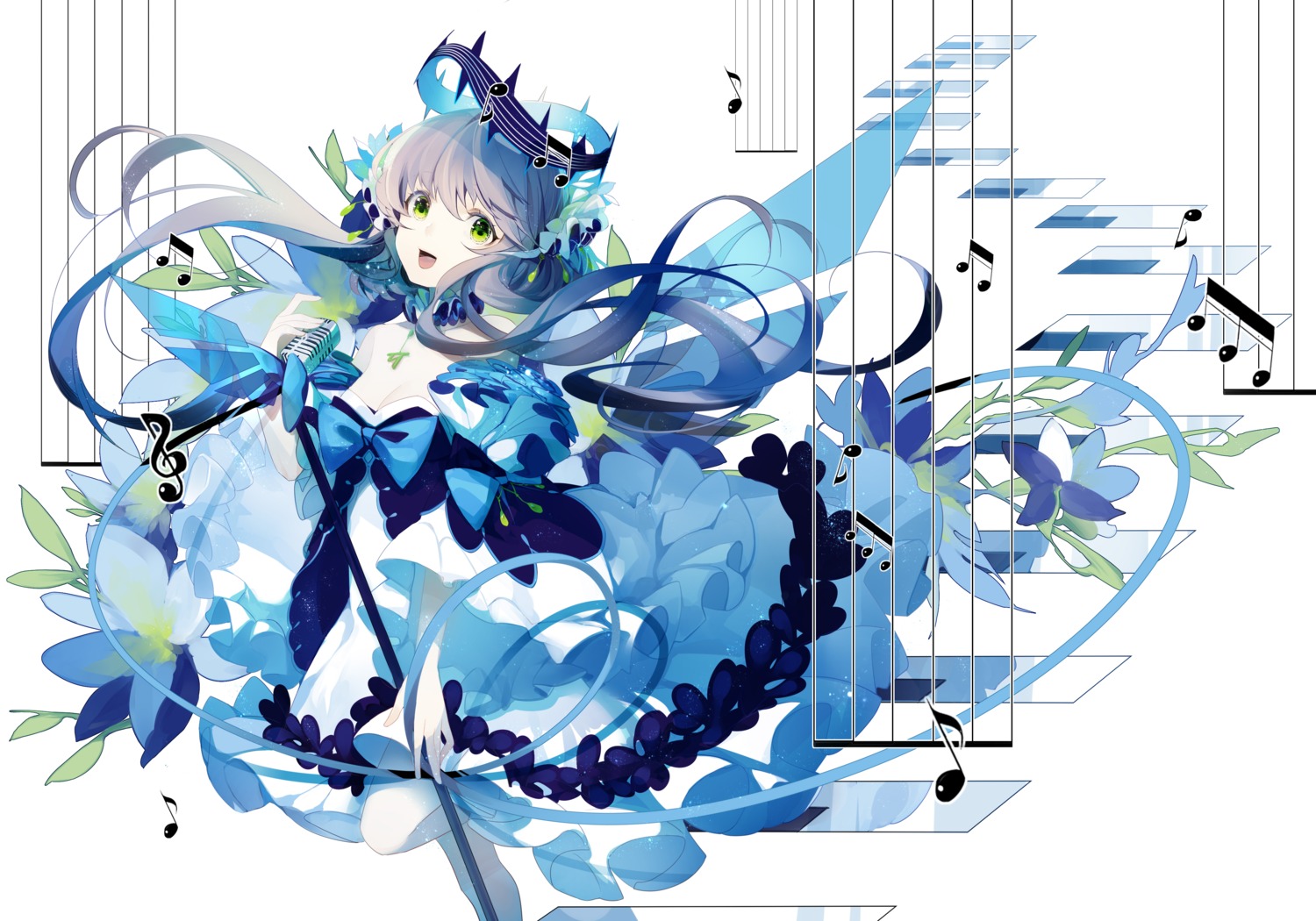 cleavage, dress, godlailer, luo_tianyi, vocaloid