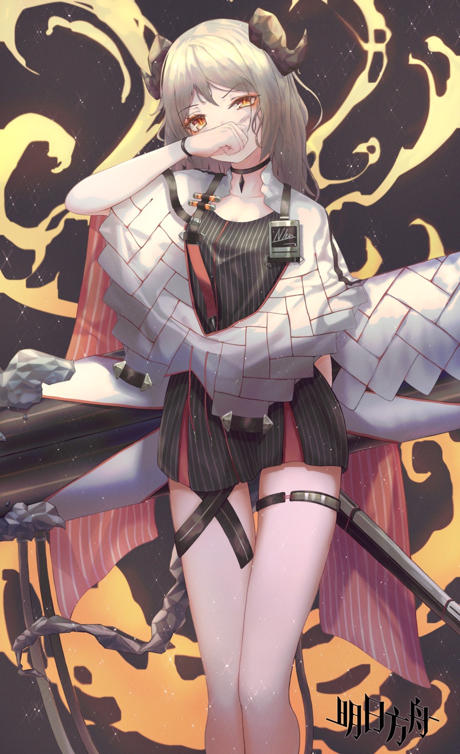 arknights, garter, horns, ifrit_(arknights), ita_(itta)