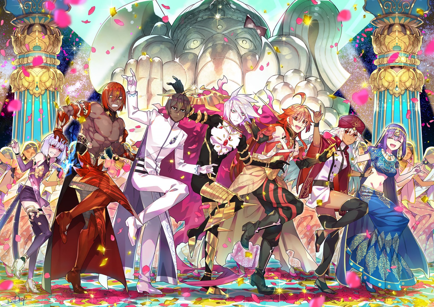 arjuna_(fate), armor, ashwatthaman_(fate/grand_order), fate/grand_order, great_statue_god, heels, kama_(fate), karna_(fate)