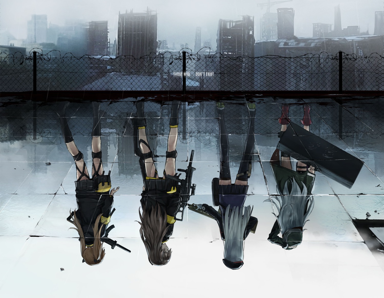 g11_(girls_frontline), garter, girls_frontline, gun, hk416_(girls_frontline), kisetsu, landscape, thighhighs