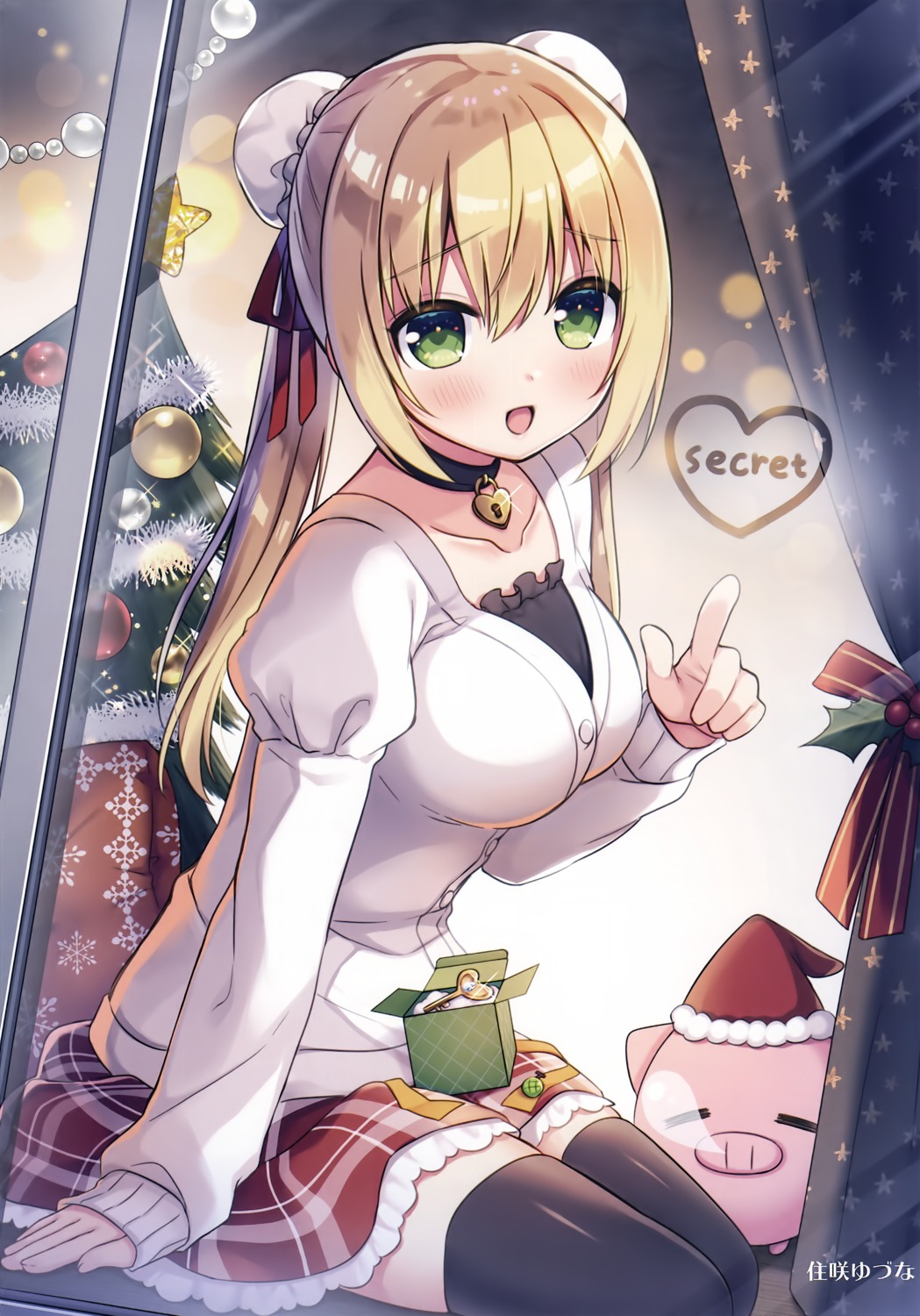 christmas, sumisaki_yuzuna, sweater, thighhighs