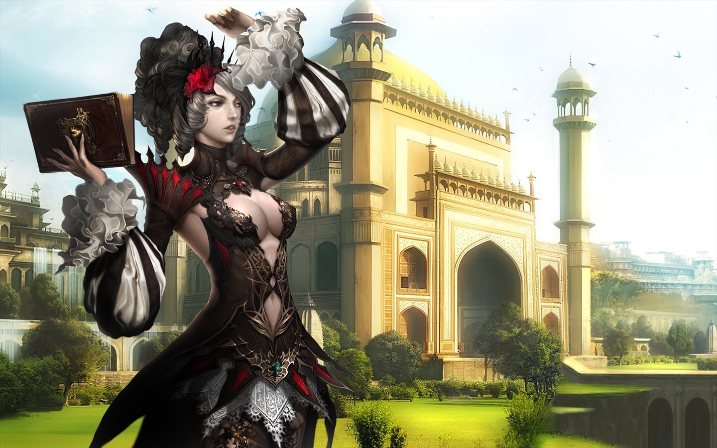 atlantica_online, cleavage, dress, princess, wallpaper