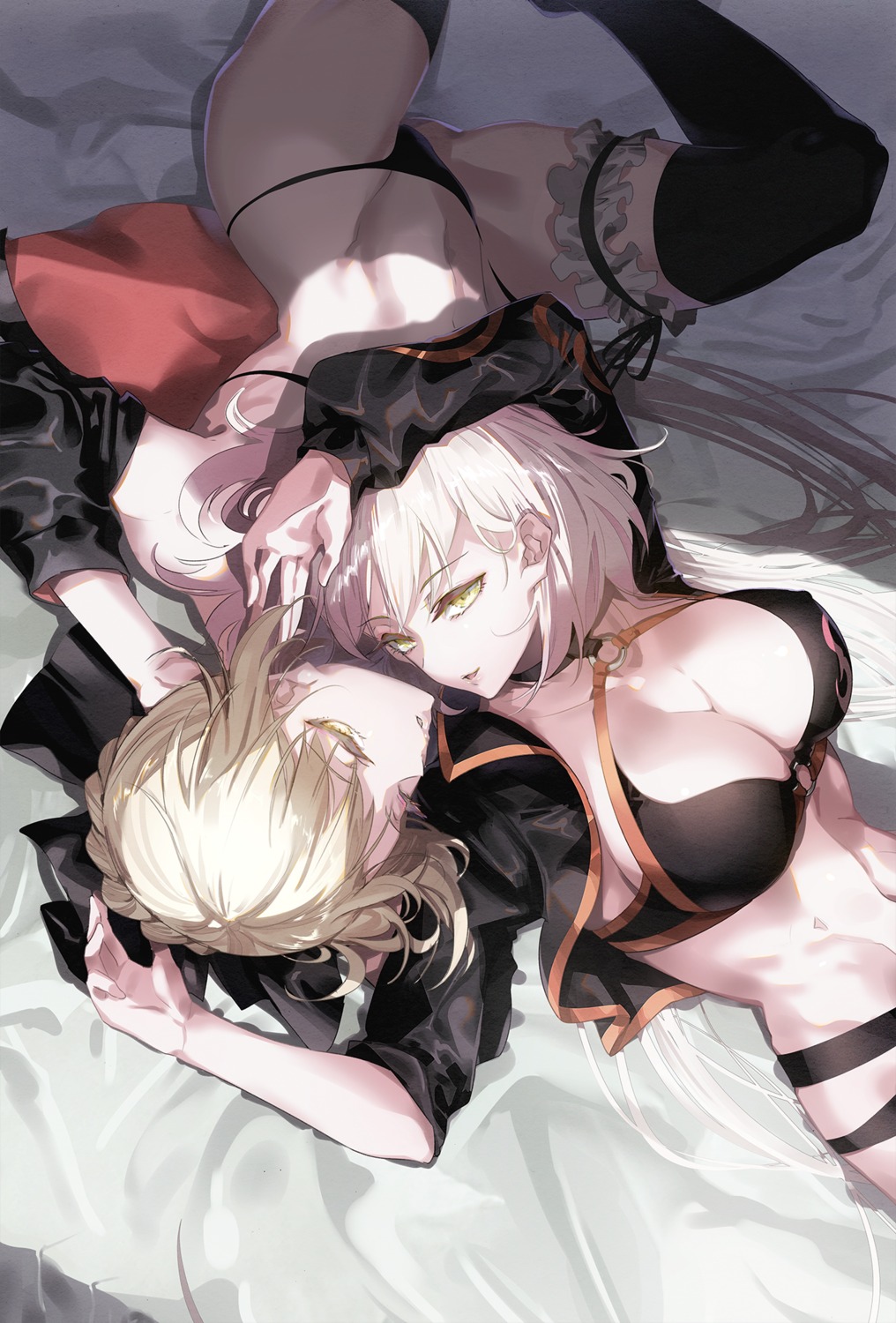 artoria_pendragon_(fate), artoria_pendragon_alter_(fate), bikini, cleavage, fate/grand_order, garter, jeanne_d'arc, jeanne_d'arc_alter_(fate)