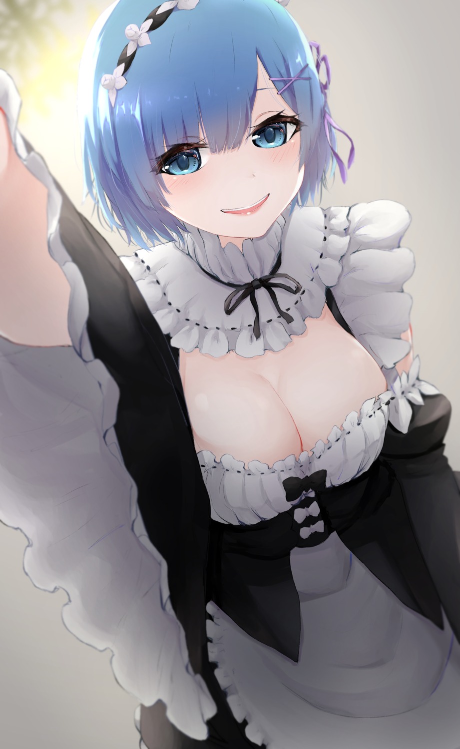 cleavage, hitsuji_(sheepsb22), maid, re:zero_kara_hajimeru_isekai_seikatsu, rem_(re_zero)