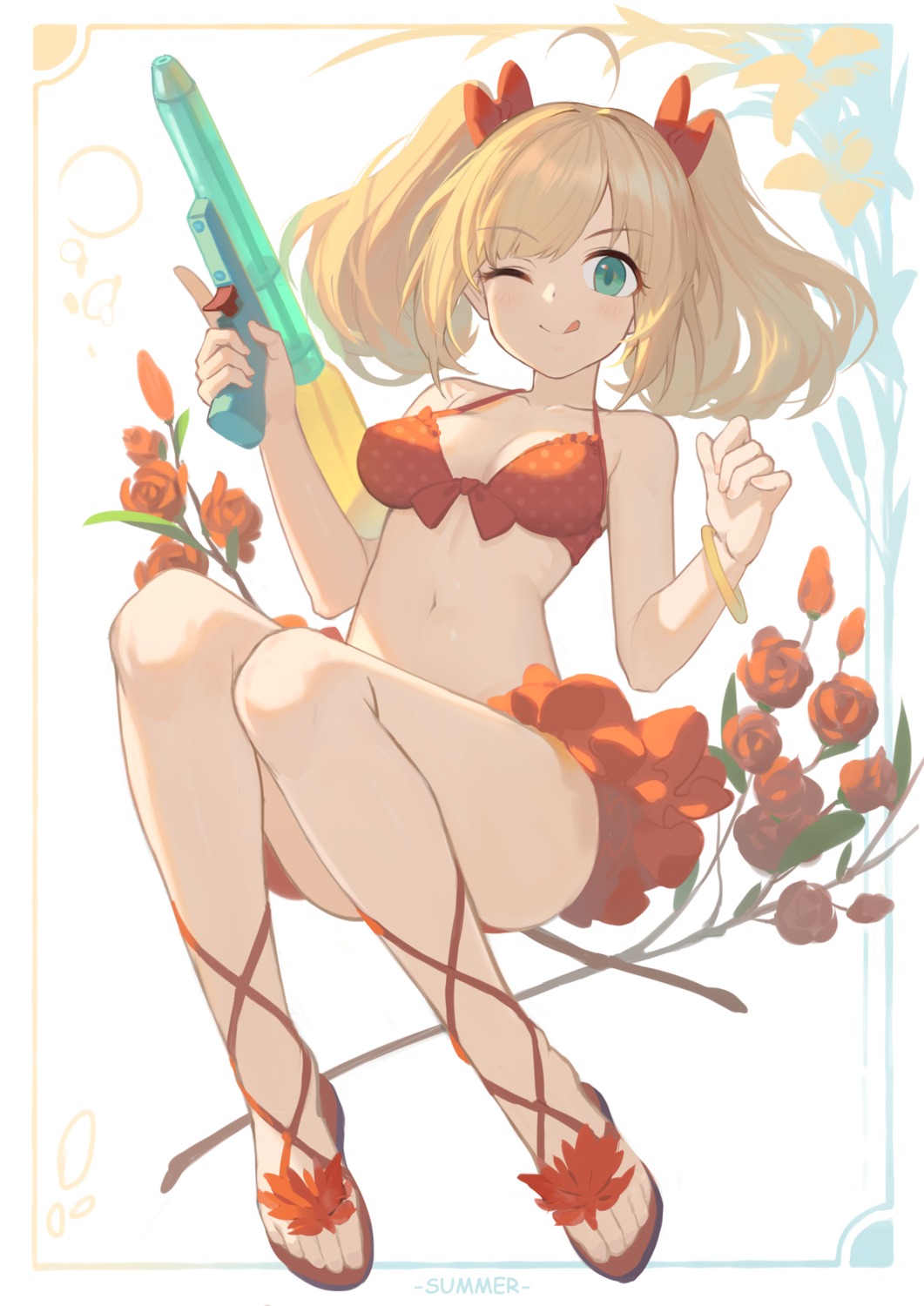 bikini, cleavage, gun, swimsuits, the_idolm@ster, the_idolm@ster_cinderella_girls, yuri_shoutu