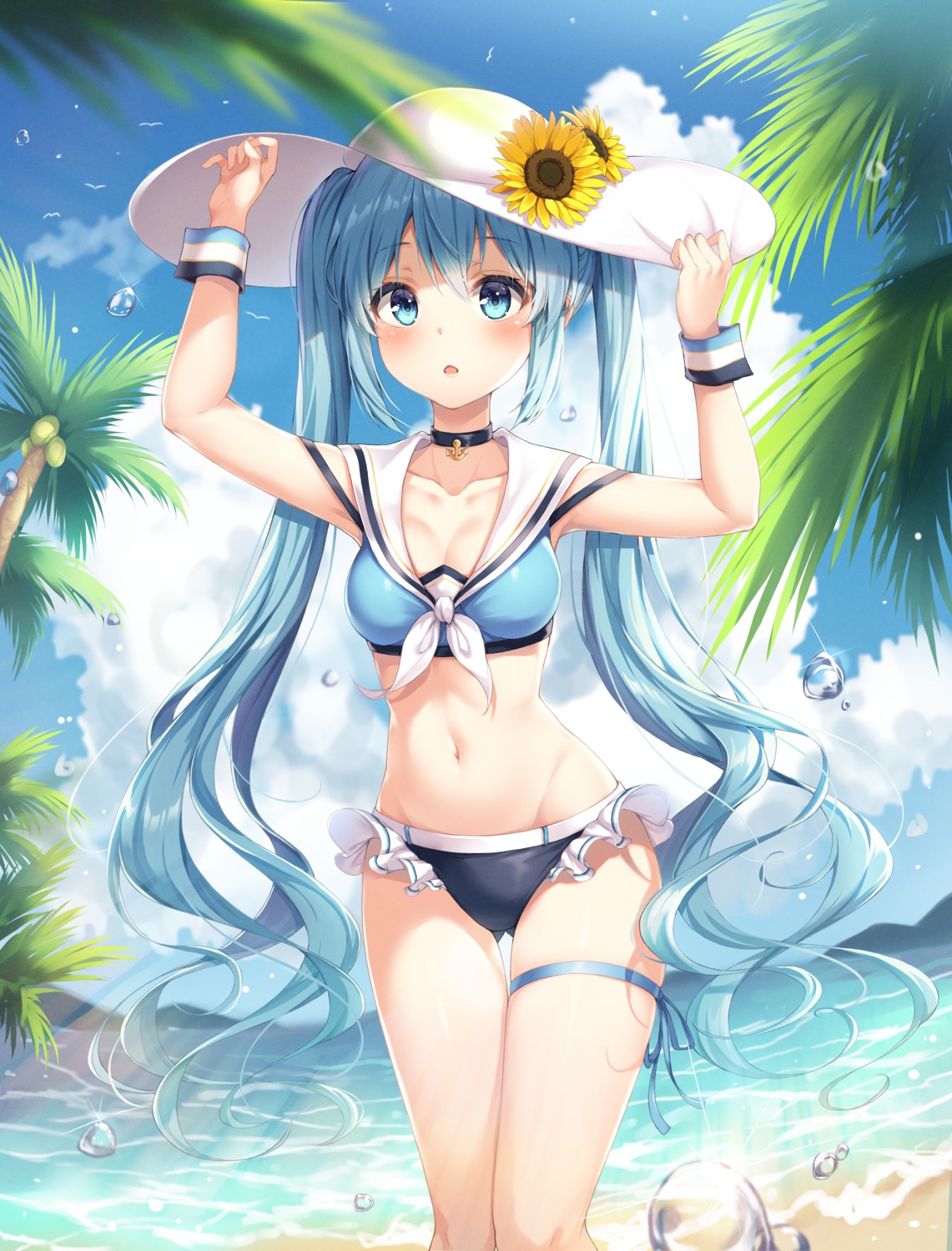 bikini, cleavage, dangmyo, garter, hatsune_miku, swimsuits, vocaloid
