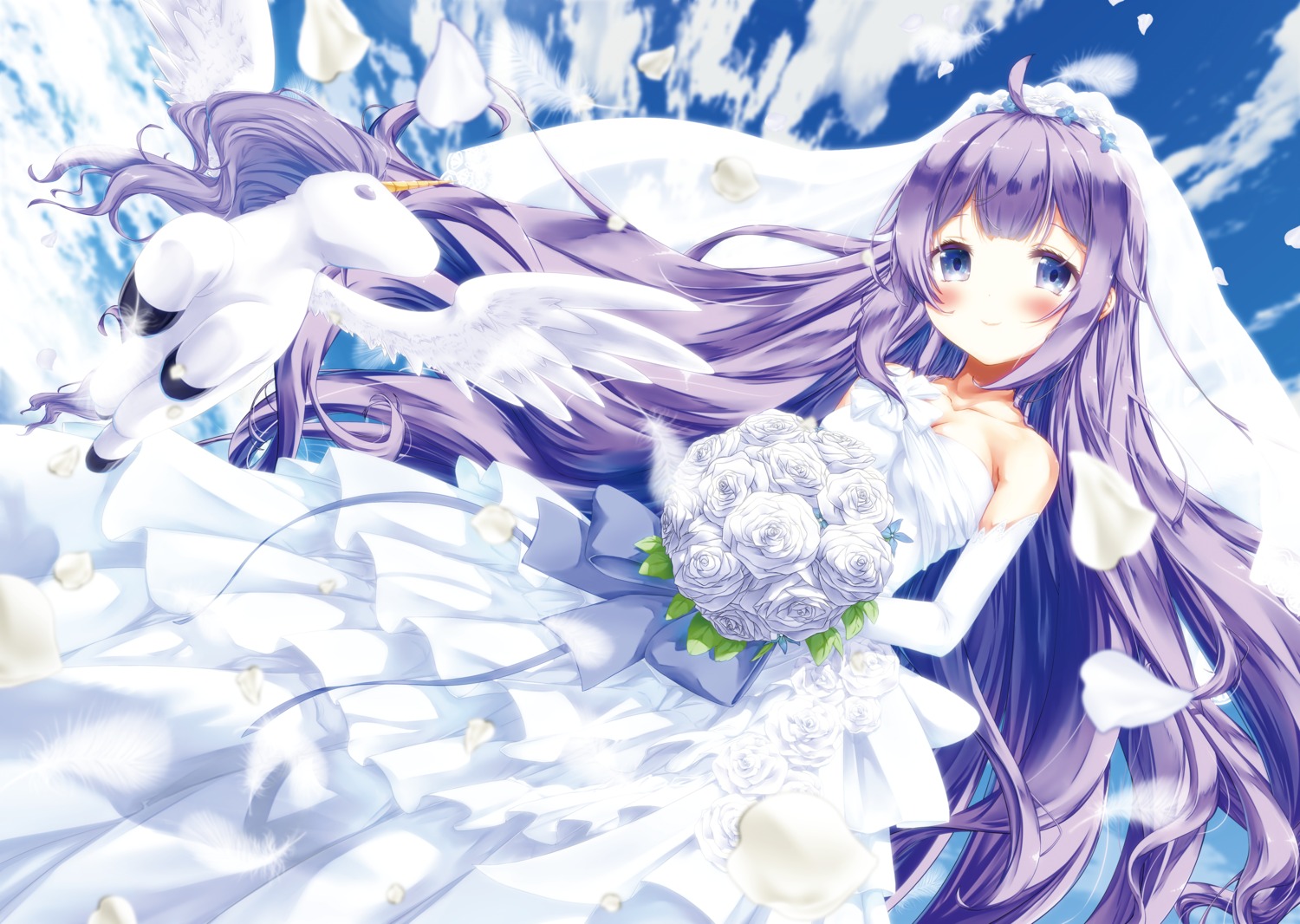 azur_lane, cleavage, dress, unicorn_(azur_lane), wakamoto_riwo, wedding_dress