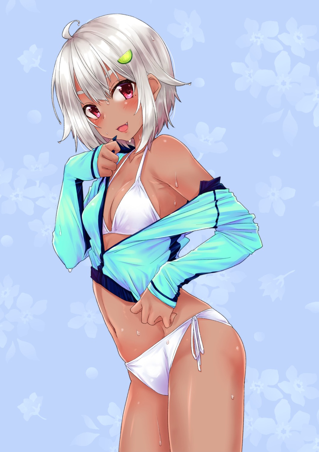bikini, cleavage, hayama_marin, nijisanji, open_shirt, swimsuits, tagme