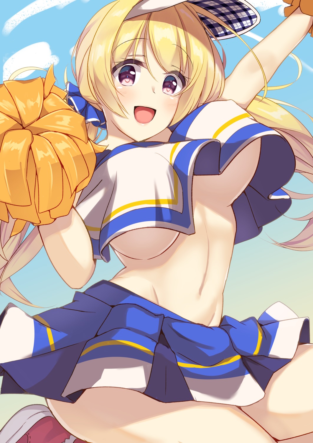 boxer, cheerleader, lena_liechtenauer, no_bra, senren_banka, shirt_lift, underboob