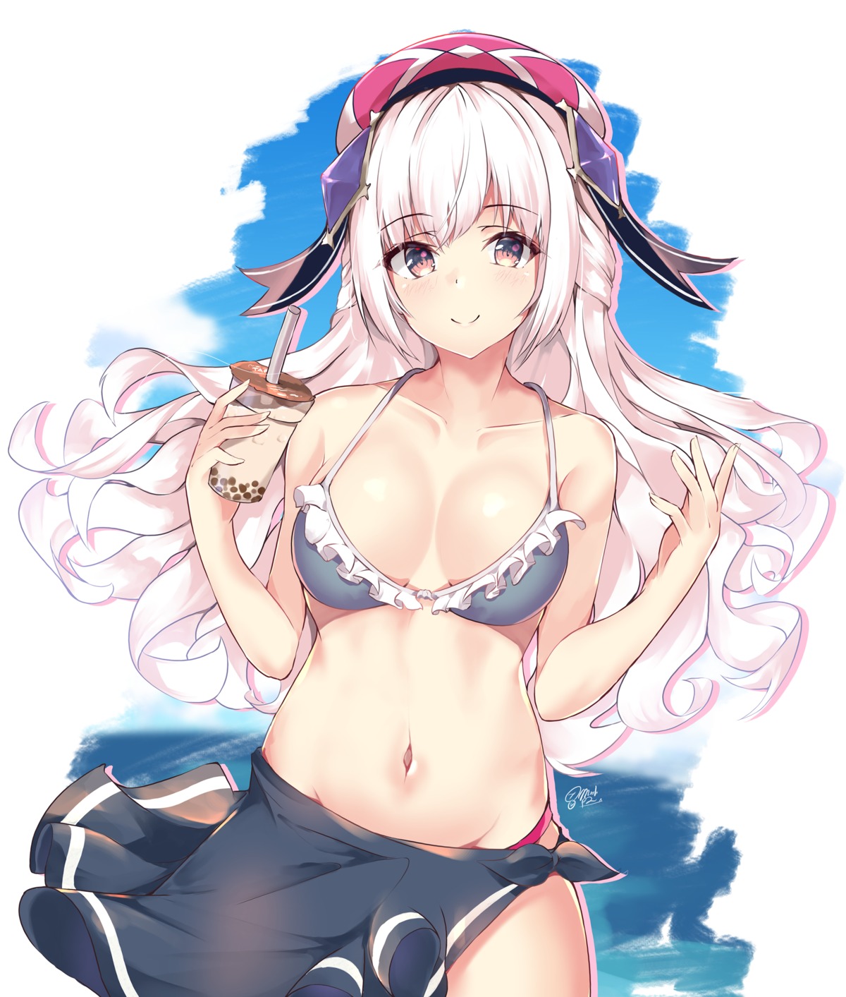 arcaea, bikini, hikari_(arcaea), mushpz, skirt_lift, swimsuits