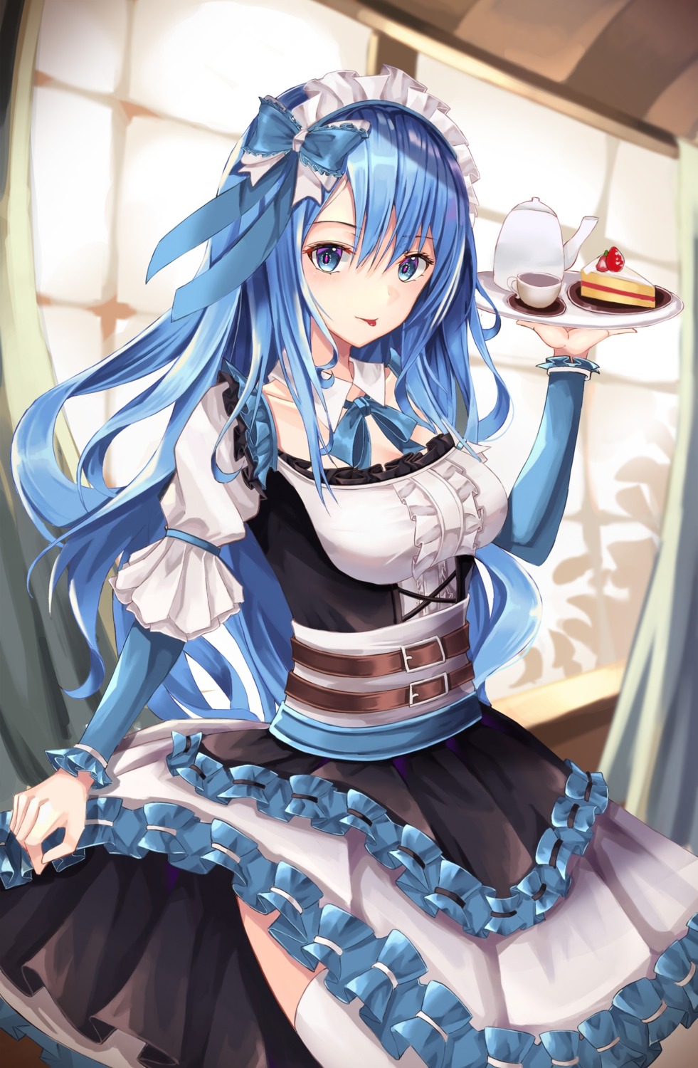 cup6542, maid, skirt_lift, thighhighs