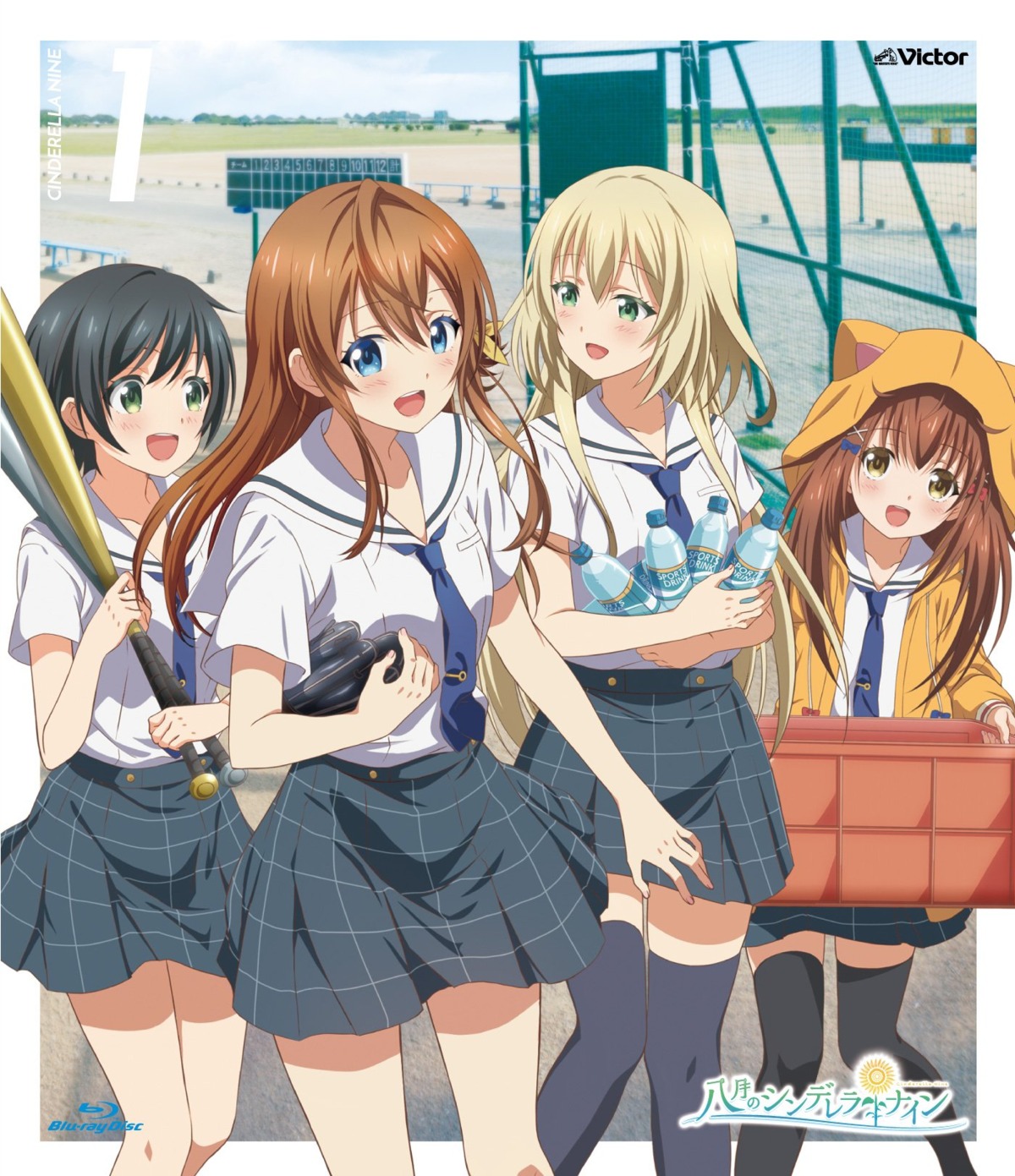 arihara_tsubasa, baseball, hachigatsu_no_cinderella_nine, kawakita_tomoe, nozaki_yuuki, seifuku, tagme, thighhighs, ukita_akane