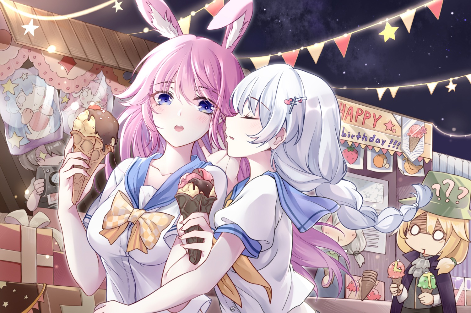 animal_ears, benghuai_xueyuan, blood, bronya_zaychik, bunny_ears, honkai_impact, kallen_kaslana, seifuku
