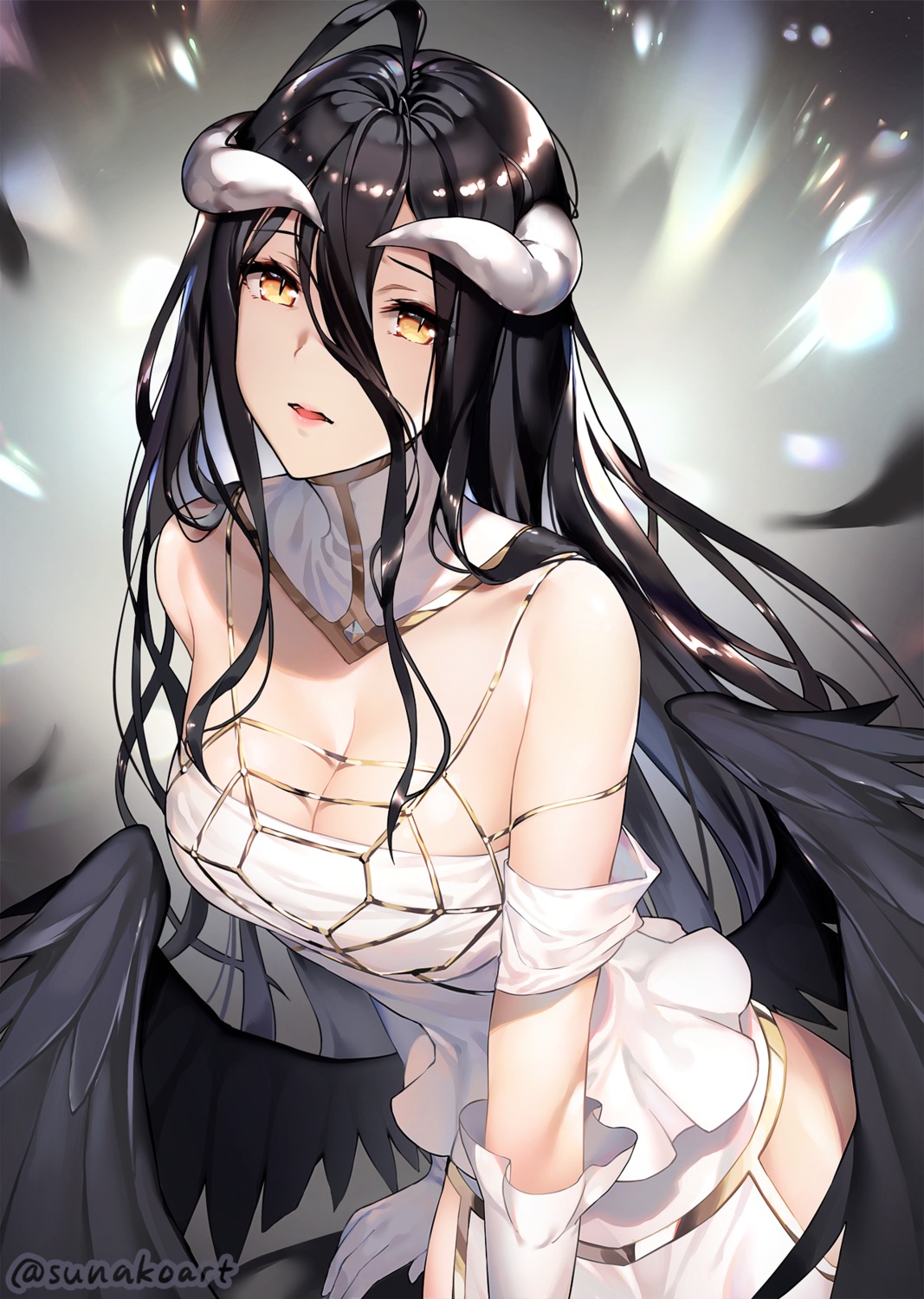 albedo_(overlord), cleavage, horns, overlord, sunako_(veera), wings