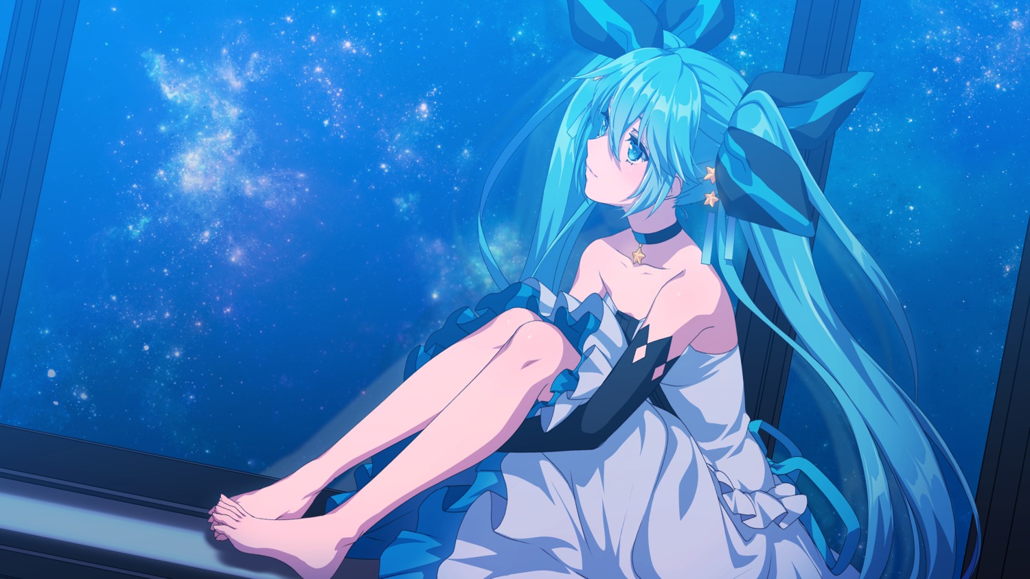 dress, feet, hatsune_miku, matsuda_toki, vocaloid, wallpaper