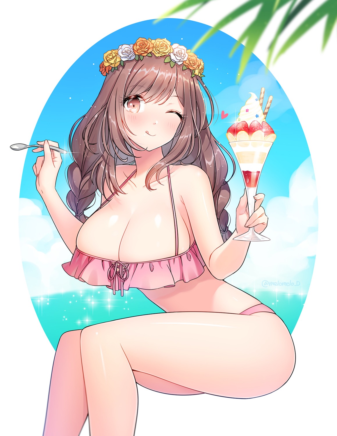 bikini, cleavage, melo_(meromero), swimsuits, the_idolm@ster, the_idolm@ster_shiny_colors, tsukioka_kogane