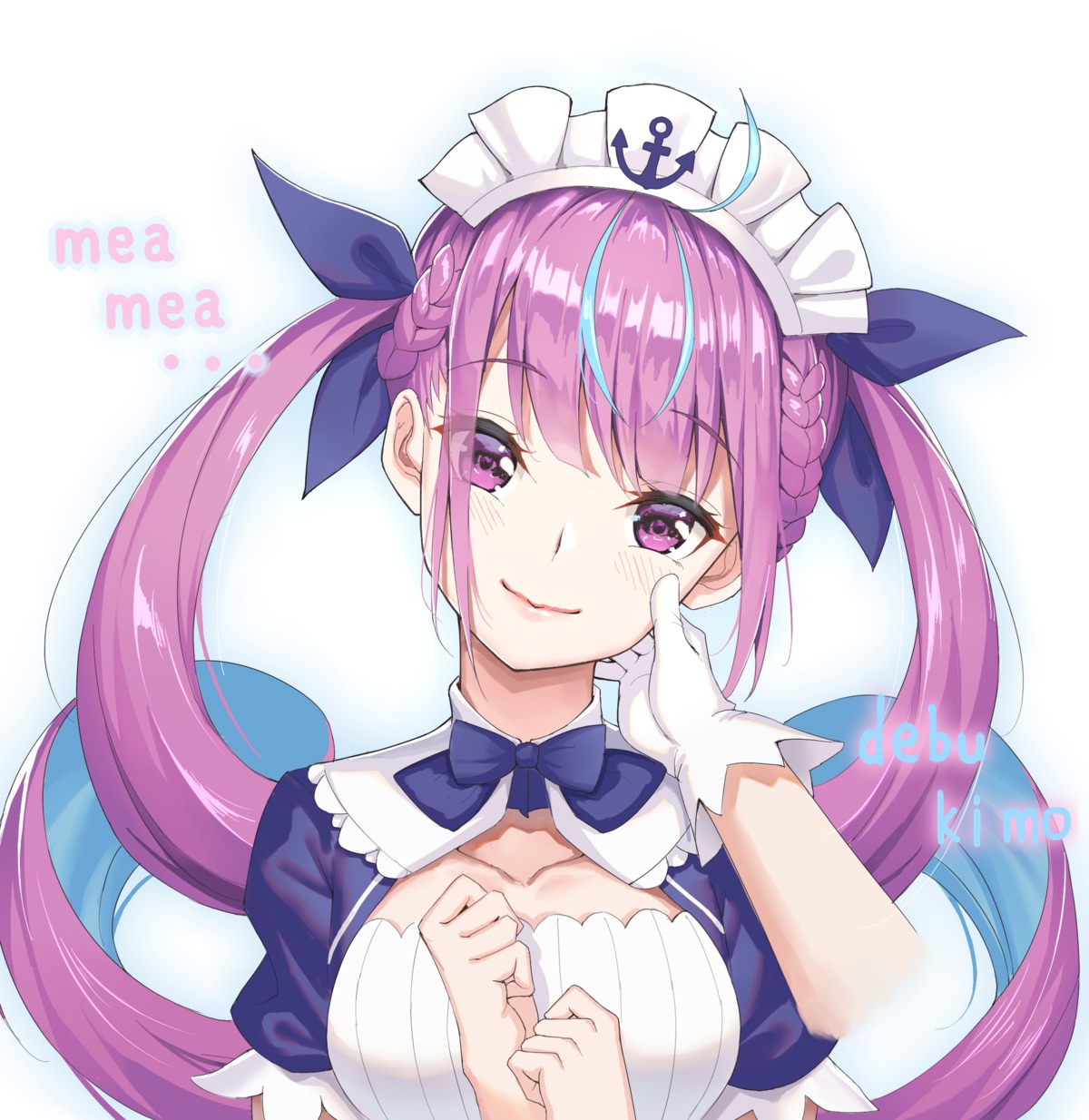 breast_hold, hololive, hongye_feixue, maid, minato_aqua