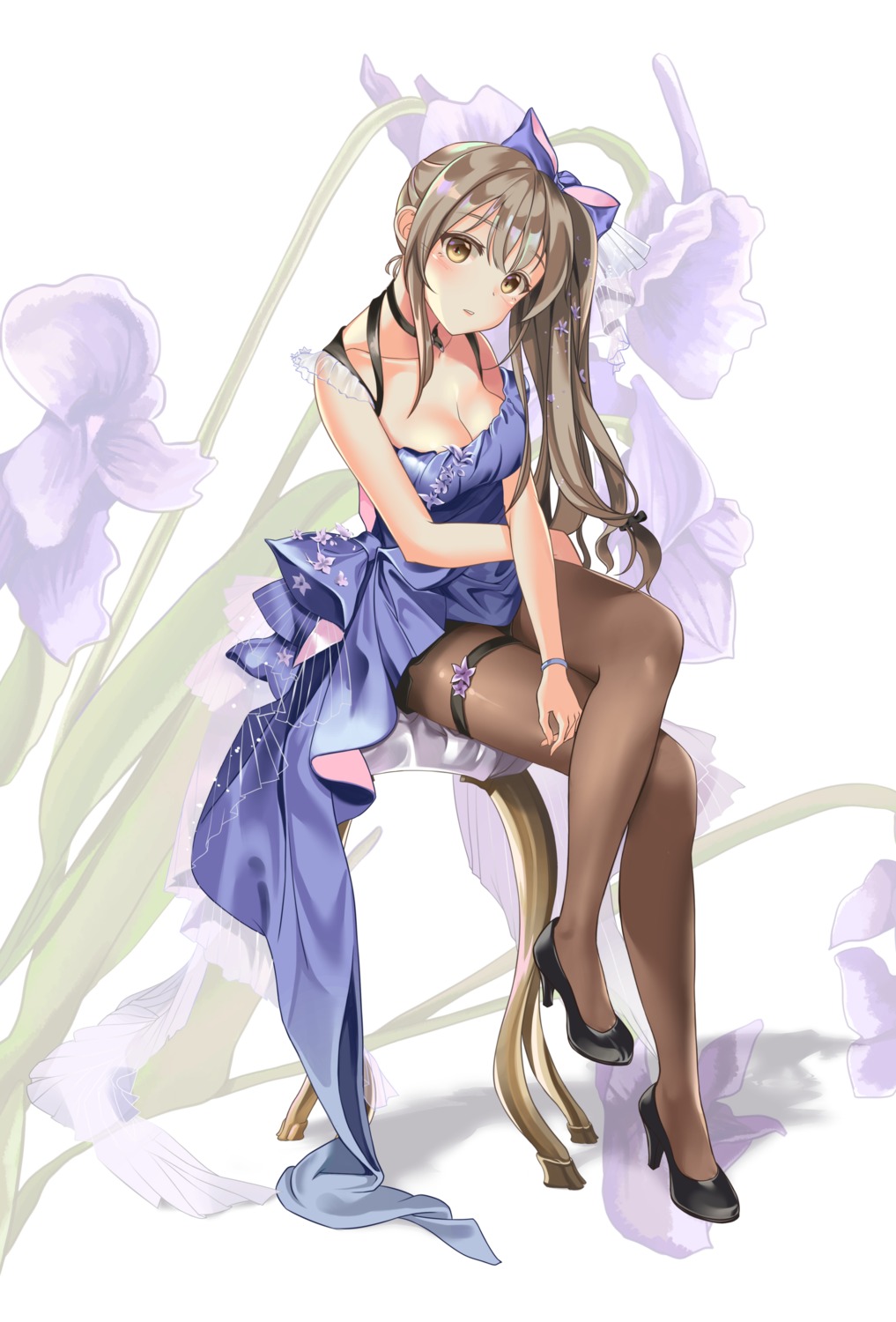 cleavage, dress, garter, girls_frontline, gonzz, heels, k-2_(girls_frontline), pantyhose, skirt_lift