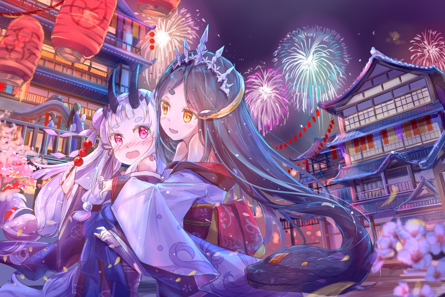 horns, japanese_clothes, peas_(peas0125), world_of_lethe