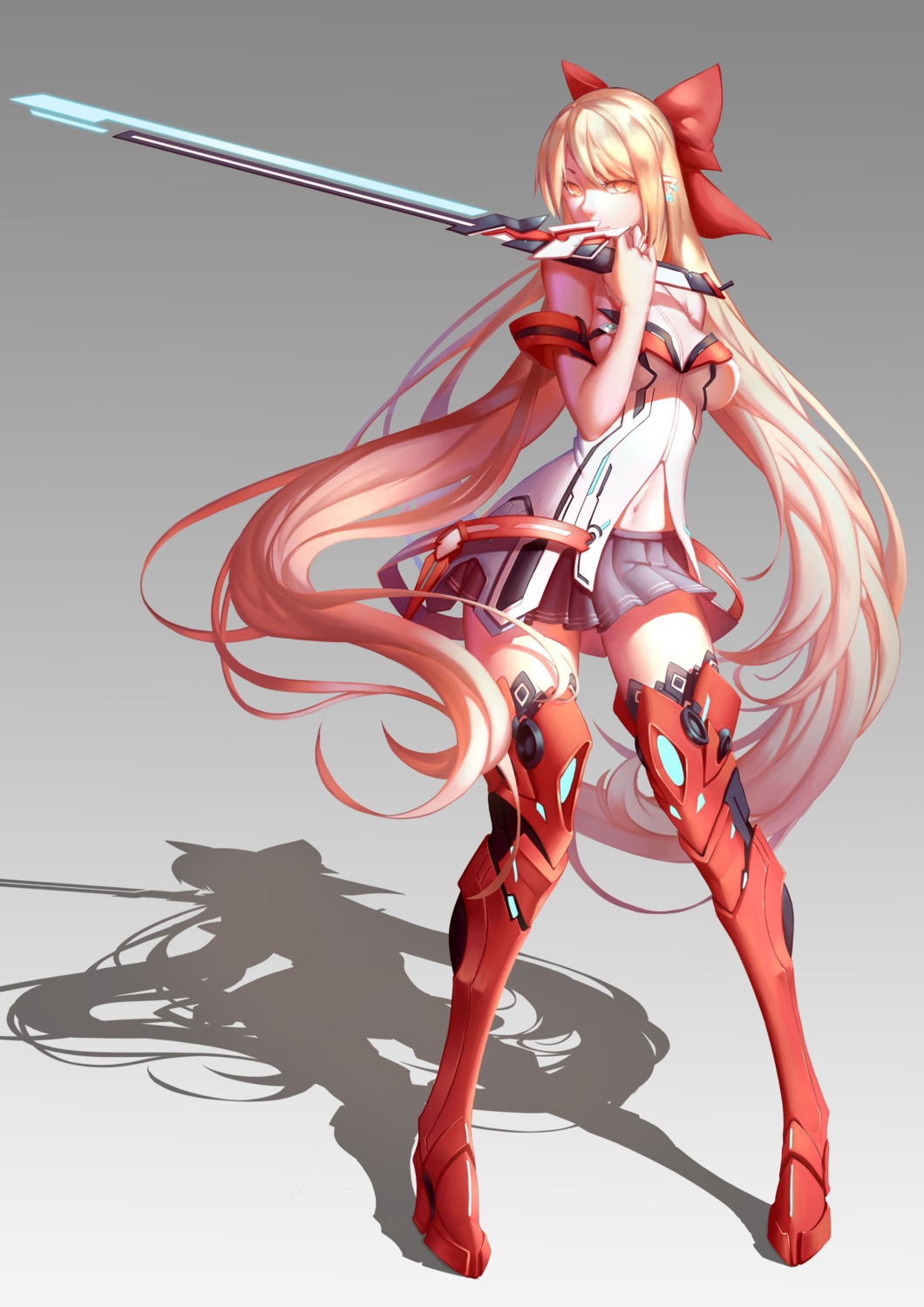 armor, gallant99770, heels, skirt_lift, sword, thighhighs