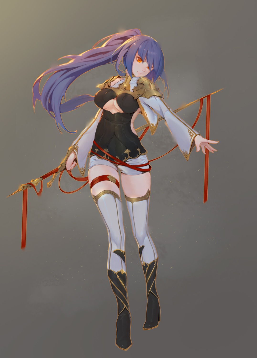 armor, gallant99770, garter, heels, no_bra, pixiv_fantasia, pixiv_fantasia_revenge_of_the_darkness, sword