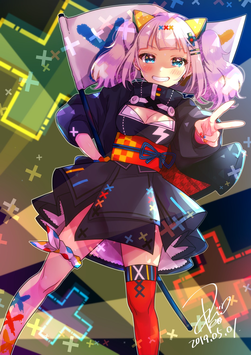 akowazaki, cleavage, garter, kaguya_luna, the_moon_studio, thighhighs