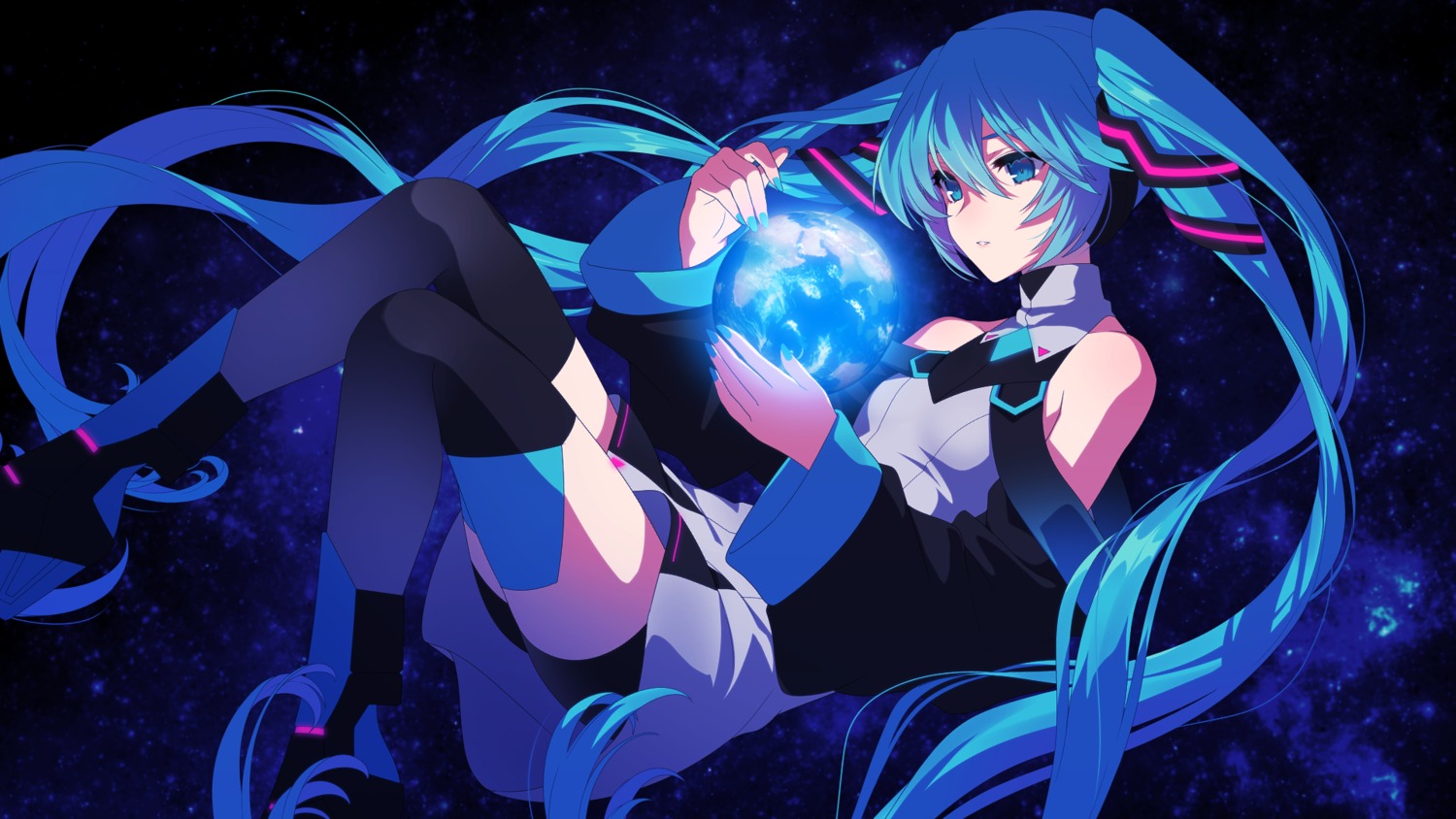 bike_shorts, dress, hatsune_miku, matsuda_toki, thighhighs, vocaloid, wallpaper