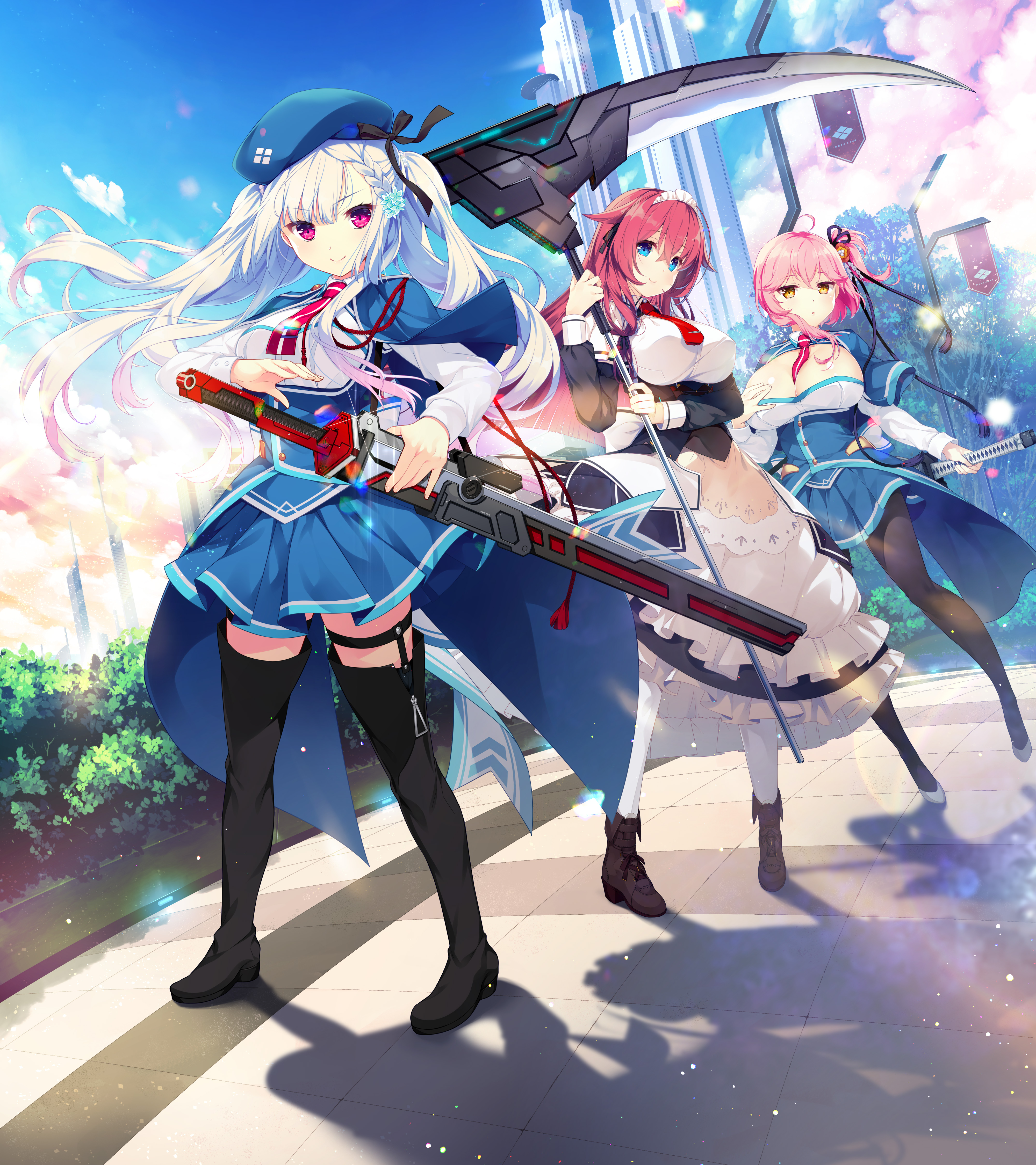 cleavage, crystalia, garter, gijang, katana_(series), kazamine_matsurika, maid, pantyhose