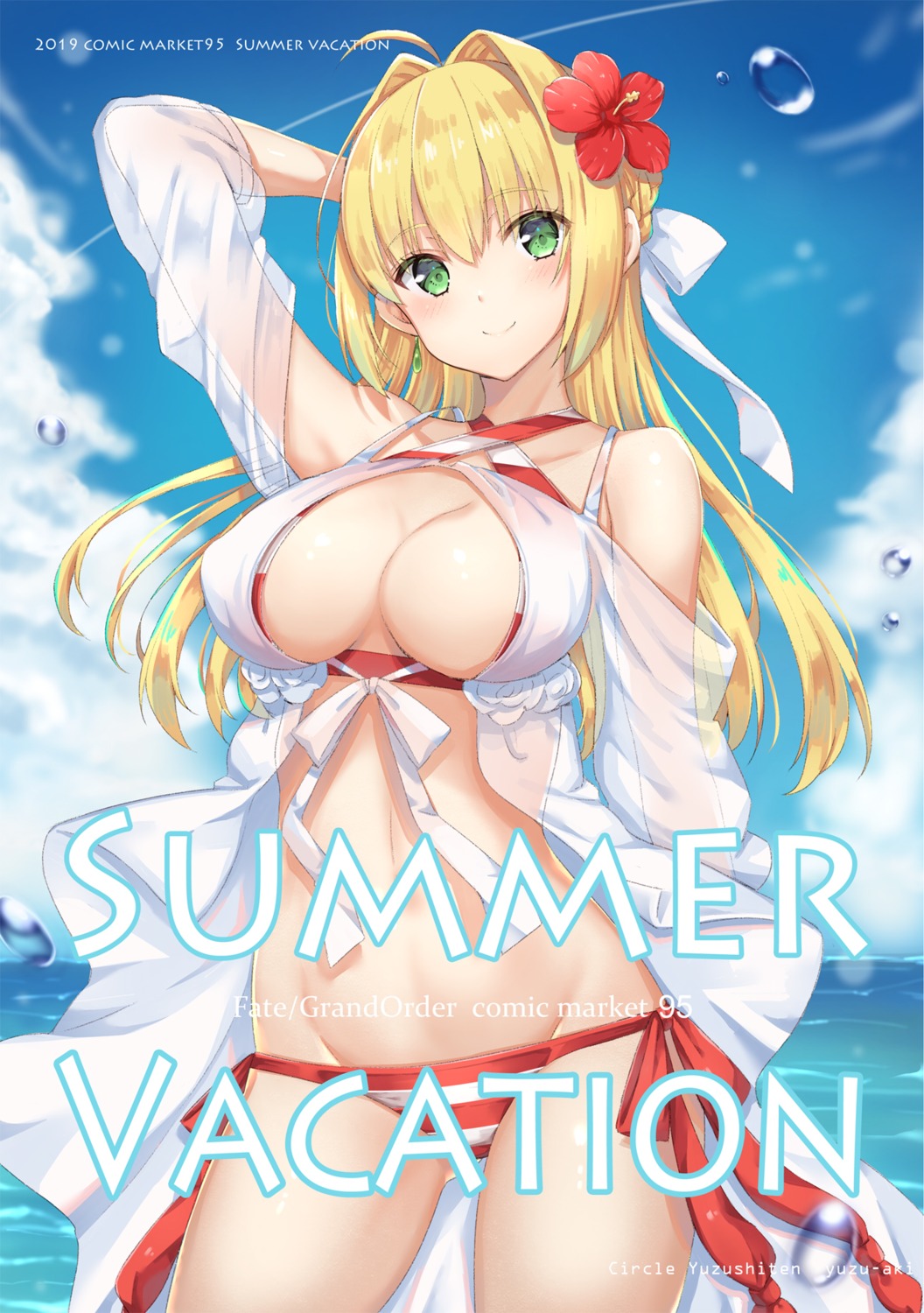 bikini, fate/grand_order, nero_claudius_(fate), open_shirt, see_through, swimsuits, yuzu-aki