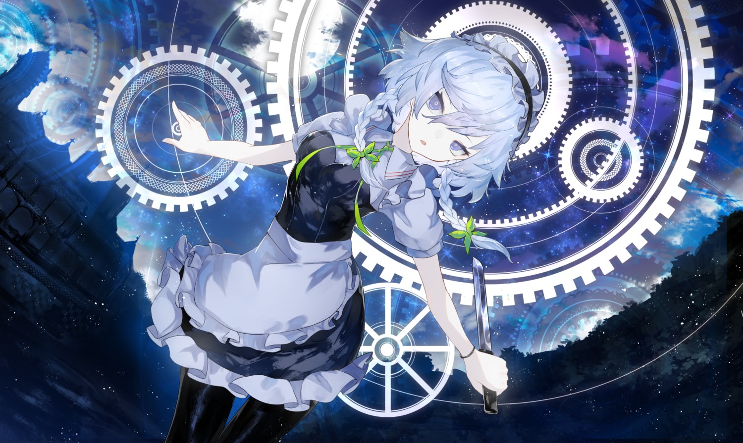 izayoi_sakuya, kusakanmuri, maid, touhou, weapon