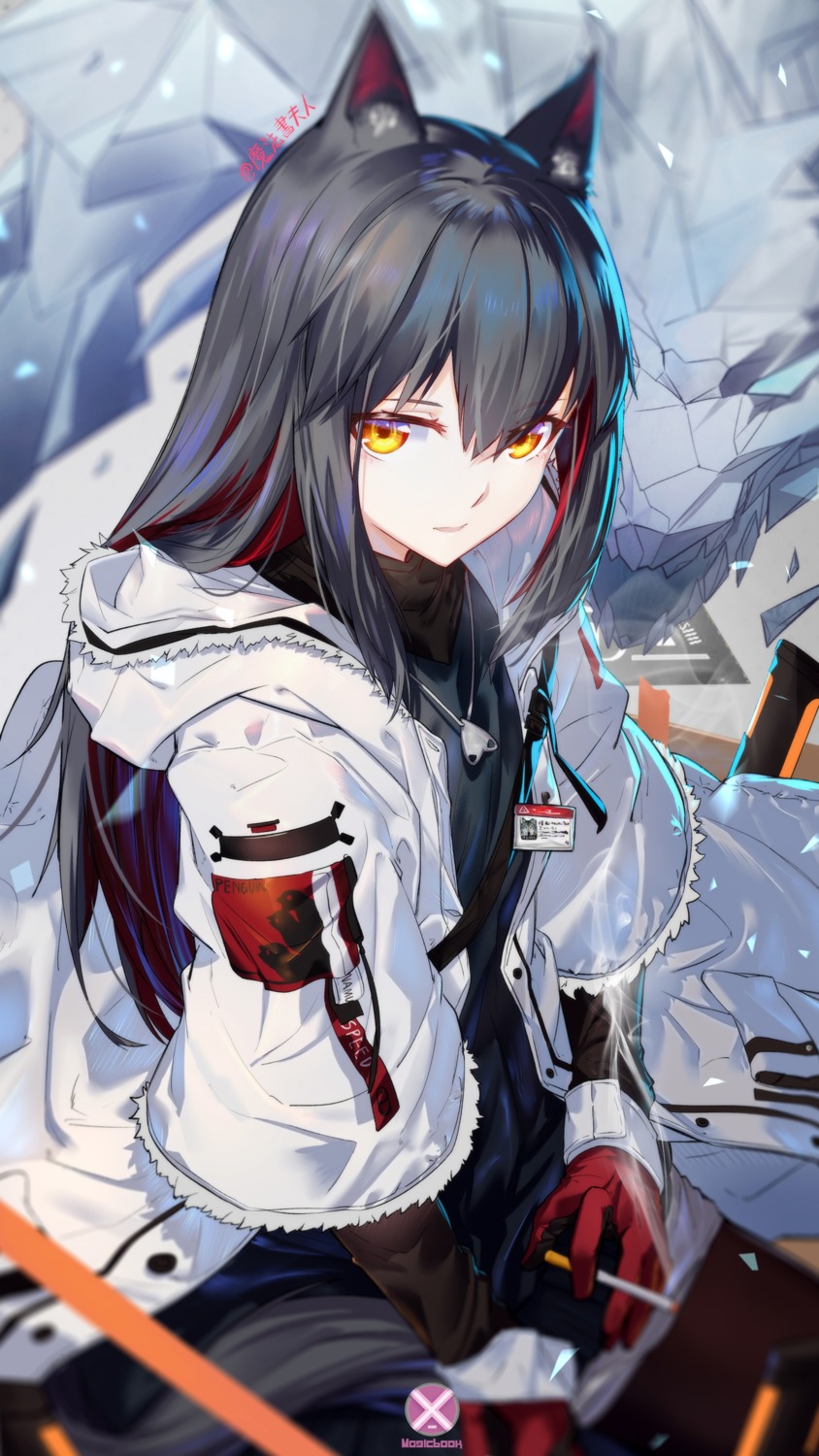 animal_ears, arknights, mahousho, smoking, texas_(arknights)
