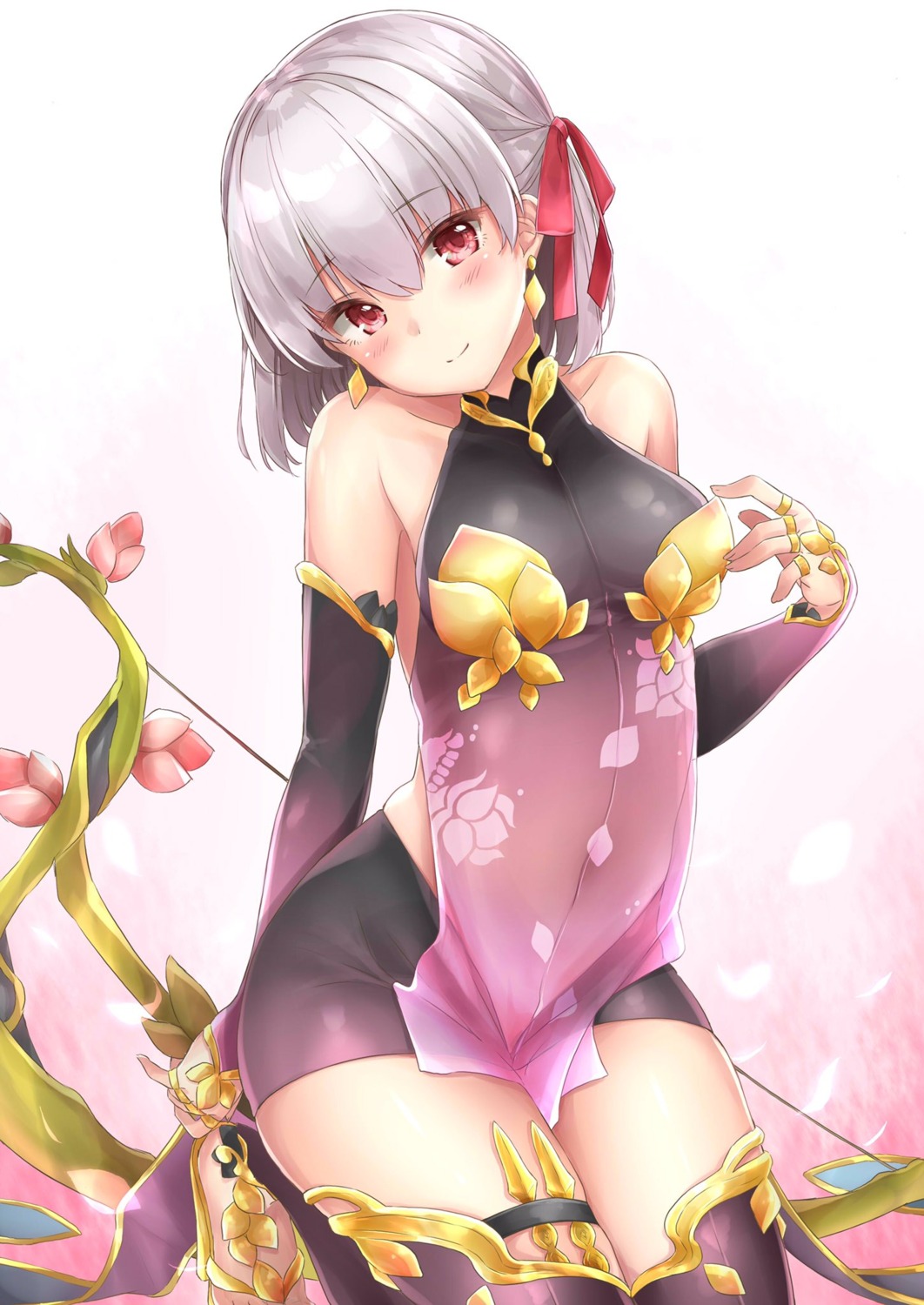 fate/grand_order, garter, kama_(fate), mikujin_(mikuzin24), see_through, thighhighs, weapon
