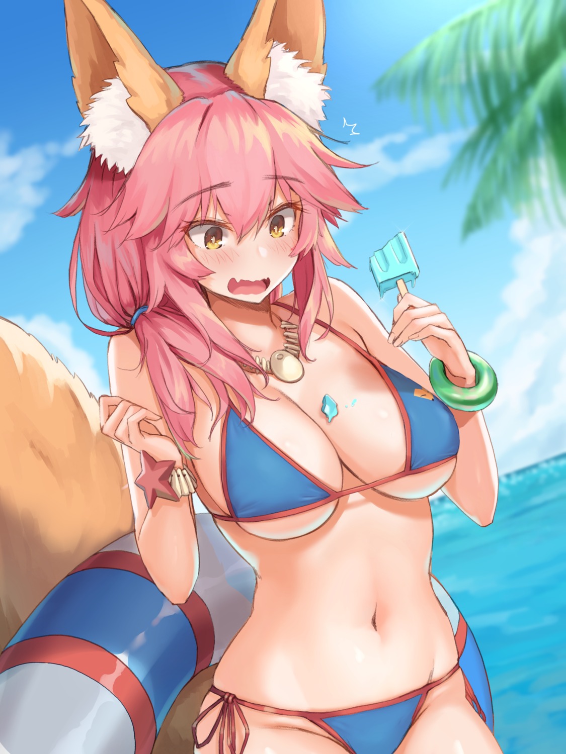 animal_ears, bikini, fate/grand_order, maru_(maru1625), swimsuits, tail, tamamo_no_mae