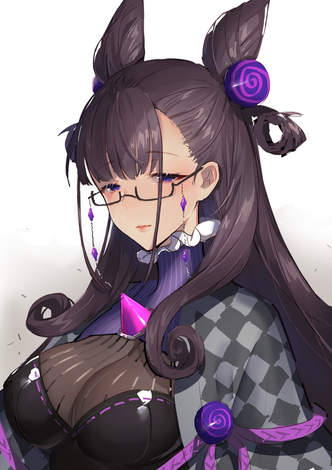 cleavage, fate/grand_order, iiiroha, megane, murasaki_shikibu_(fate), see_through