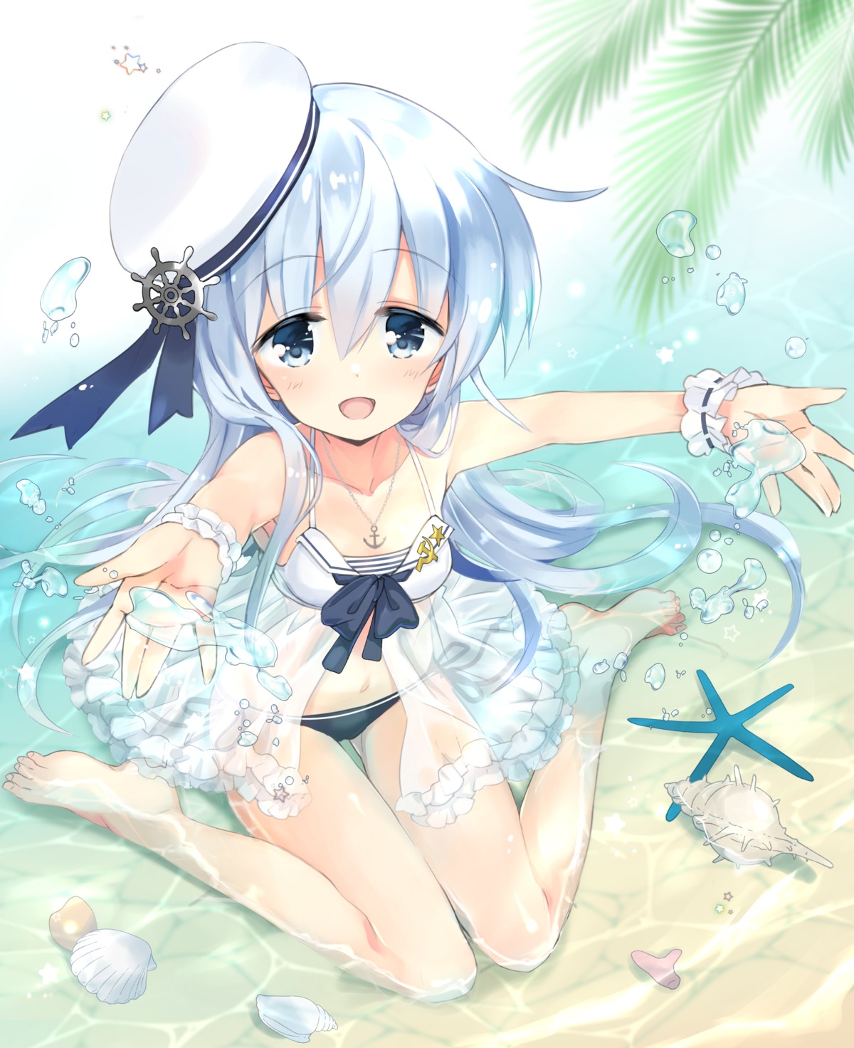 bikini, hibiki_(kancolle), hizuki_yayoi, kantai_collection, see_through, swimsuits, verniy_(kancolle), wet
