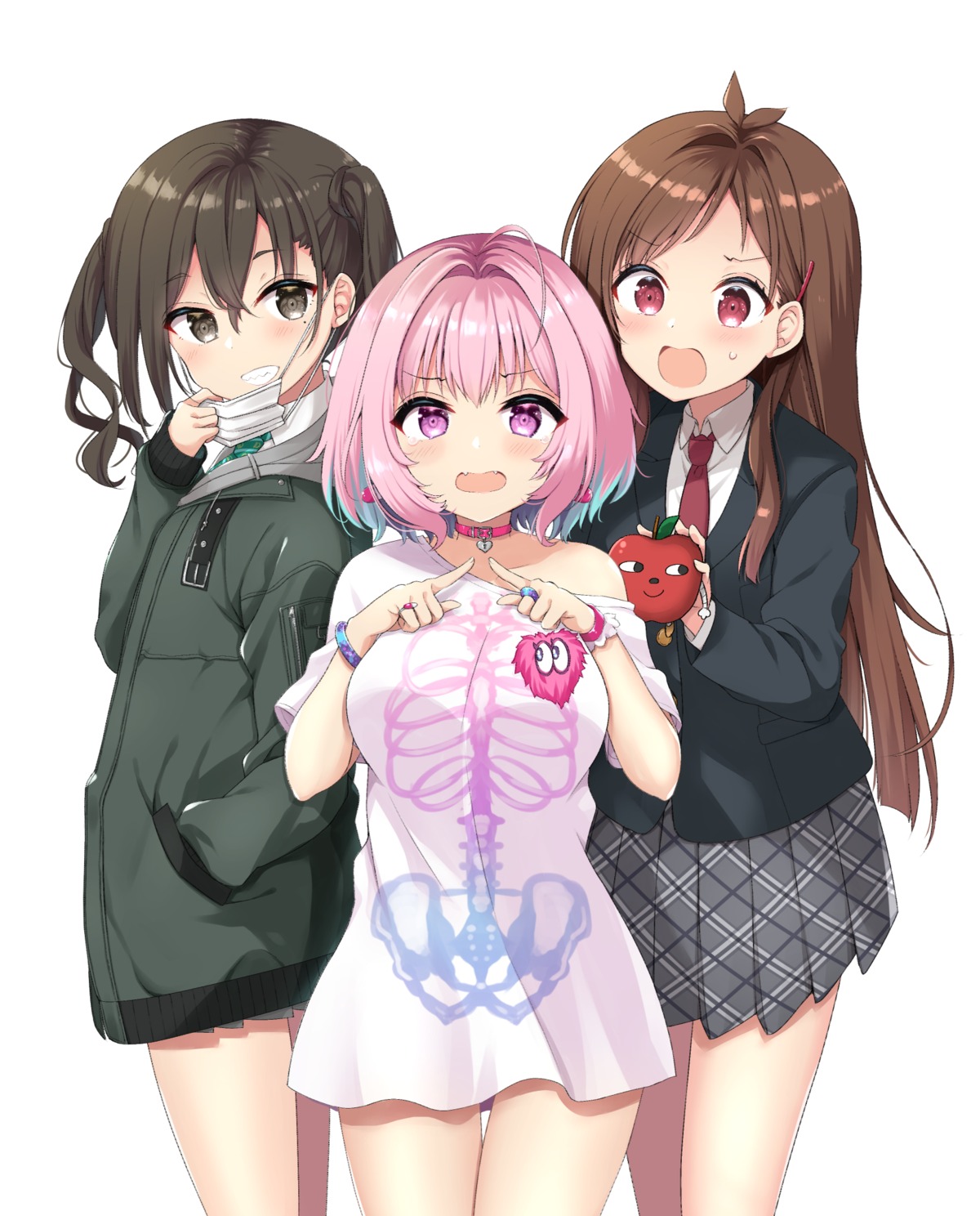 breast_hold, seifuku, sunazuka_akira, the_idolm@ster, the_idolm@ster_cinderella_girls, tsujino_akari, yoshikita_popuri, yumemi_riamu